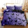 Soft & Breathable Halloween Bat Theme 3-Piece Duvet Set - All-Season Comfort with Easy Zipper Closure and Durable Woven Fabric