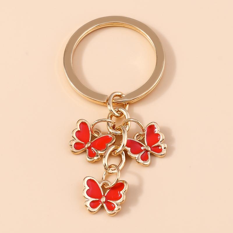 Cute Colorful Butterfly Keychains Enamel Animal Keyrings Souvenir Gift for Women Men Handbag Pendants Key Chains DIY Accessories