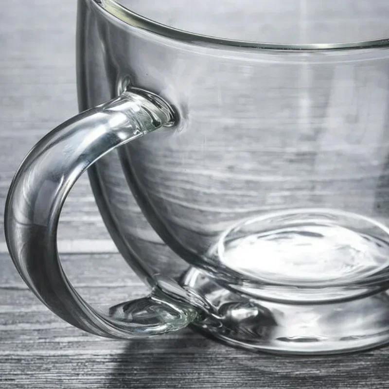 Кружка стеклянная с двойными стенками, прозрачная, для чая, кофе, молока, воды, из высокоборосиликатного стекла, чайная посуда, питьевая посуда, кухонные инструменты для офиса, подарки