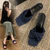 New Style Shoes Square-toed Shoes Thin-heeled One-strap Slippers Versatile High-heeled Sandals Slippers