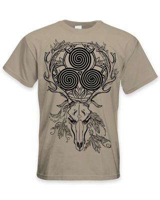 Футболка с черепом оленя и крупным принтом кельтской спирали Pagan Wicca