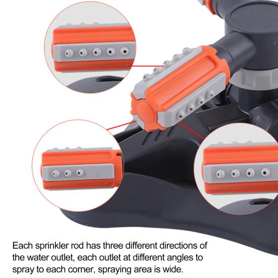 Спринклер с 3 рычагами, вращающимися на 360 градусов. Настраиваемая зона распыления. Универсальная простая установка. Крепление для садового спринклера для воды.
