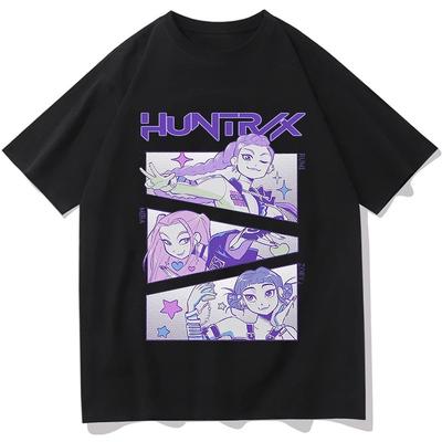 KPop Охотники на Демонов Huntrix Футболки Летние Футболки С Коротким Рукавом Женская Мужская Одежда Streetwear Унисекс Графические Футболки