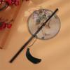 Rotatable Chinese Bamboo Waist Fan Ancient Style Group Fan Classical Long Handle Fan  for Summer
