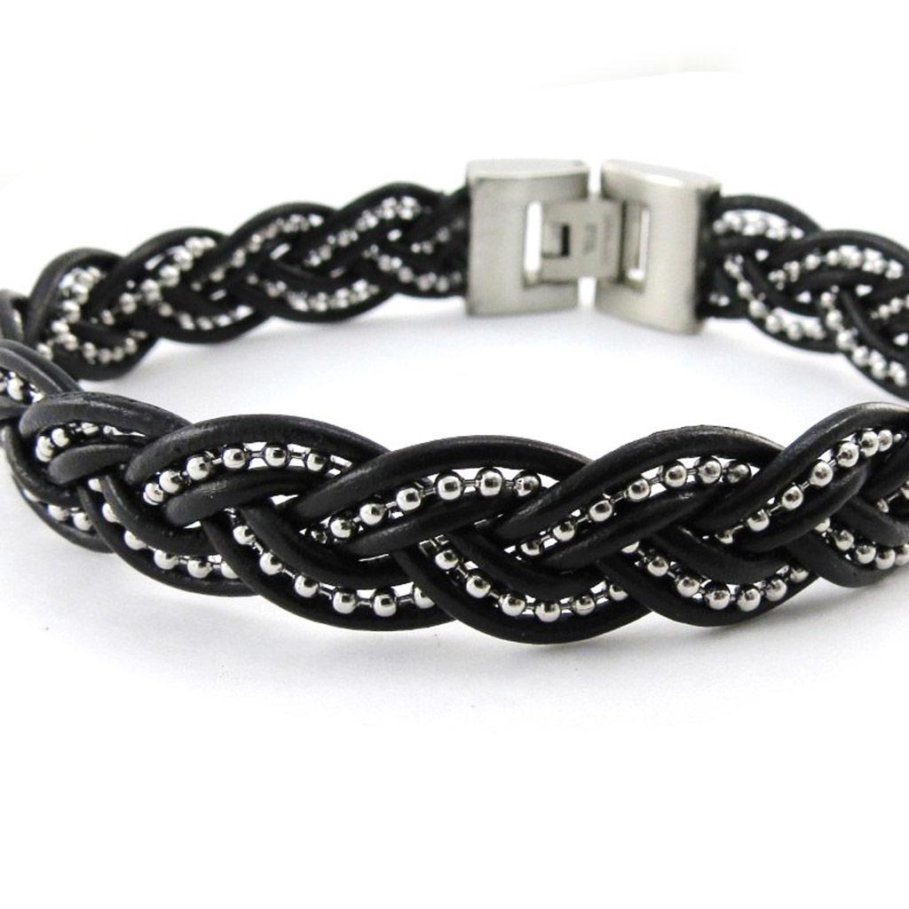 Les Trésors De Lily [J0807] - Mixed Bracelet 'Peaceful' Black / Steel - 17 Mm