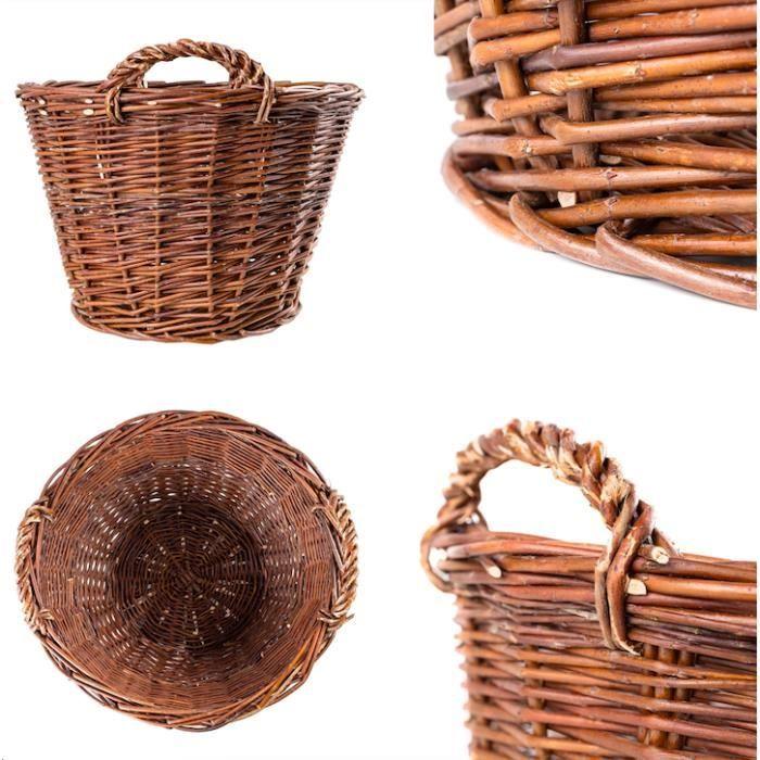Corbeille osier - Creative Home - Panier de rangement - 45x30x37cm - 100% Naturel - Marron