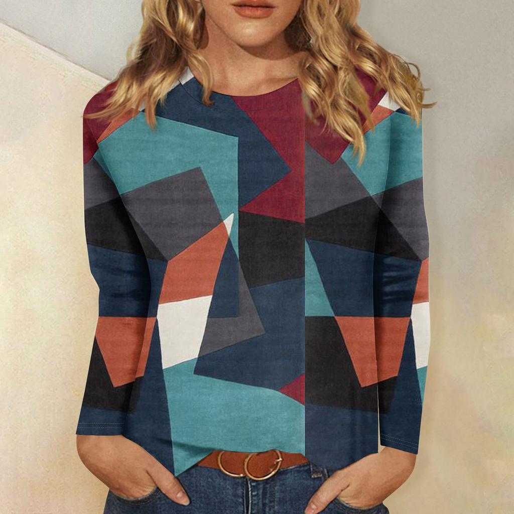 Long Sleeve Shirts For Women Cute Print Graphic Tees Blouses Casual Plus Size Basic Tops Pullover