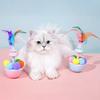 Качающаяся игрушка для кошек Интерактивная дразнилка для кошек с перьями и плюшевыми шариками Игрушка для обогащения среды кошек для котят в помещении Стимулирует охотничий инстинкт