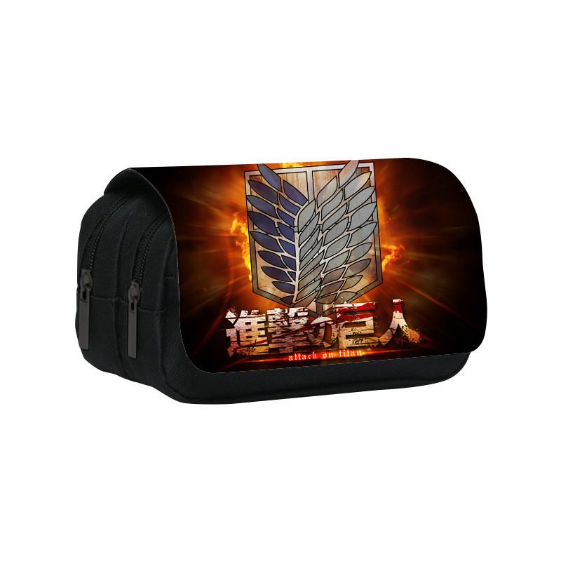 Атака Титанов Аниме Узор Двухслойная Обложка-Флип Сумка для Канцелярских Принадлежностей для Студентов и Коллекционеров