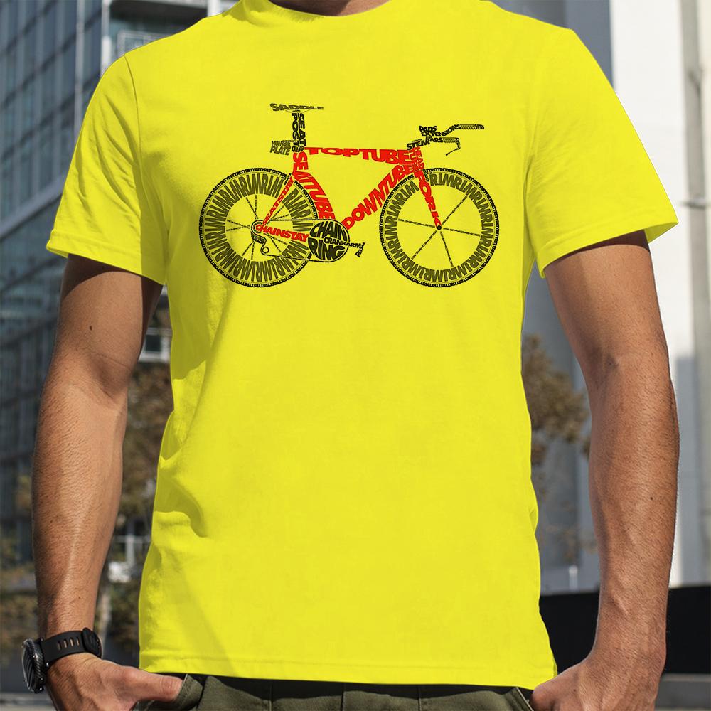 Words Bicycle Anatomy of a Time Trial Bike Print T-Shirts Men Summer Breathable Short Sleeves Loose Oversized Tee Unisex