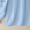 ZANZEA Women Casual Round Neck Loose Long Sleeve Plain Blouse