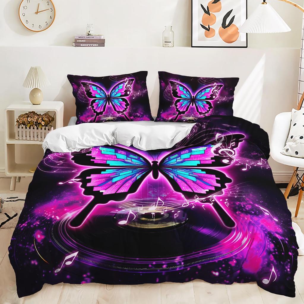 Butterfly Duvet Cover Queen King Size Flower Comforter Cover Set Butterflies Print Girl Butterfly Floral Bedding Set 3 Pcs