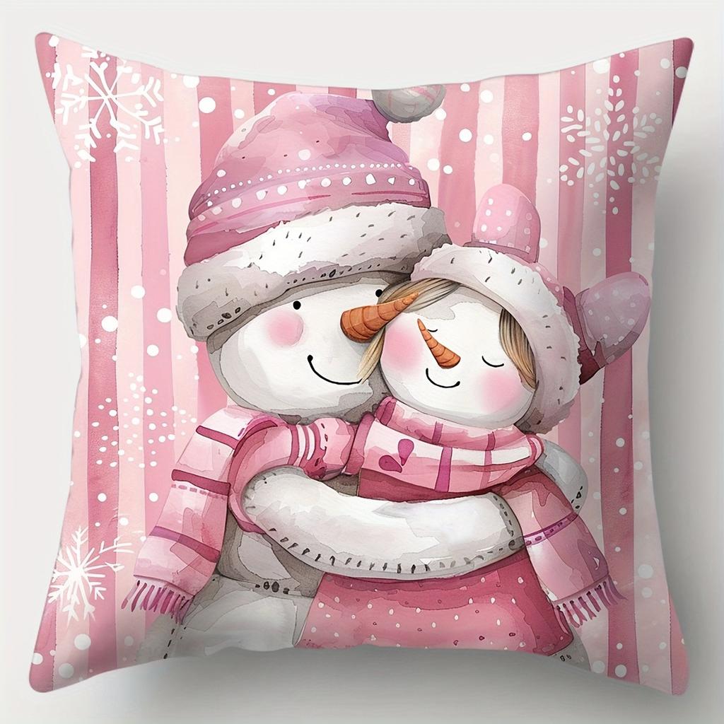 Christmas Decoration Pillow Cover Christmas Dwarf Snowman Pattern Living Room Sofa Cushion Cover Bedroom Room Home Decoration