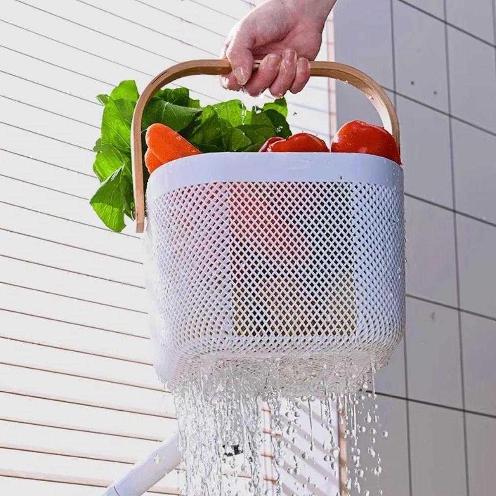 Handle Fruit and Vegetable Drainage Basket Large Capacity Towel Storage Basket Kitchen