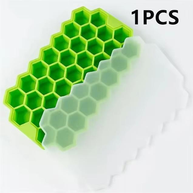 Силиконовый лоток для льда 37 ячеек шестиугольная форма для кубиков льда с крышкой ячеистая сетка штабелируемая DIY форма для льда многоразового использования для кухни пищевого класса