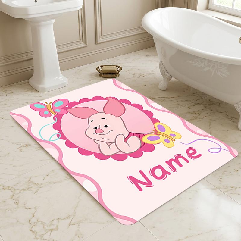 Custom Name Piglet Pink Living Room Non-Slip Area Rug Soft Carpet for Bedroom Kids Playroom Sofa Office Home Decor Doormat