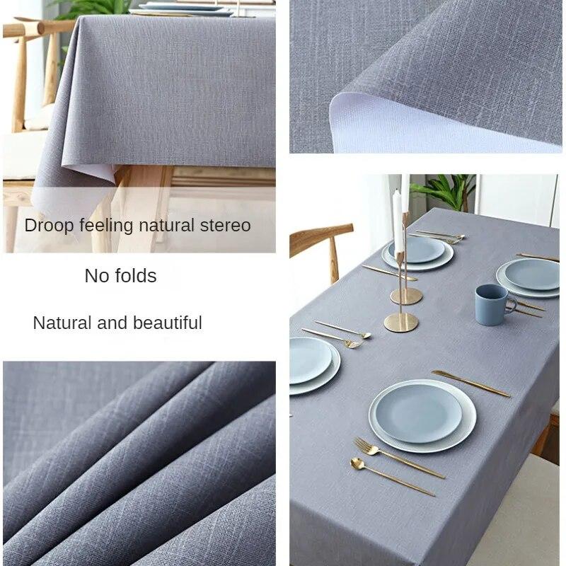 Скатерть водостойкая однотонная обеденная скатерть прямоугольный ПВХ маслостойкий коврик украшение дома легко чистится крышка стола