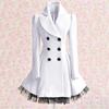 Women Flare Double Breasted Trench Jacket Ladies Long Lapel Outwear Peacoat