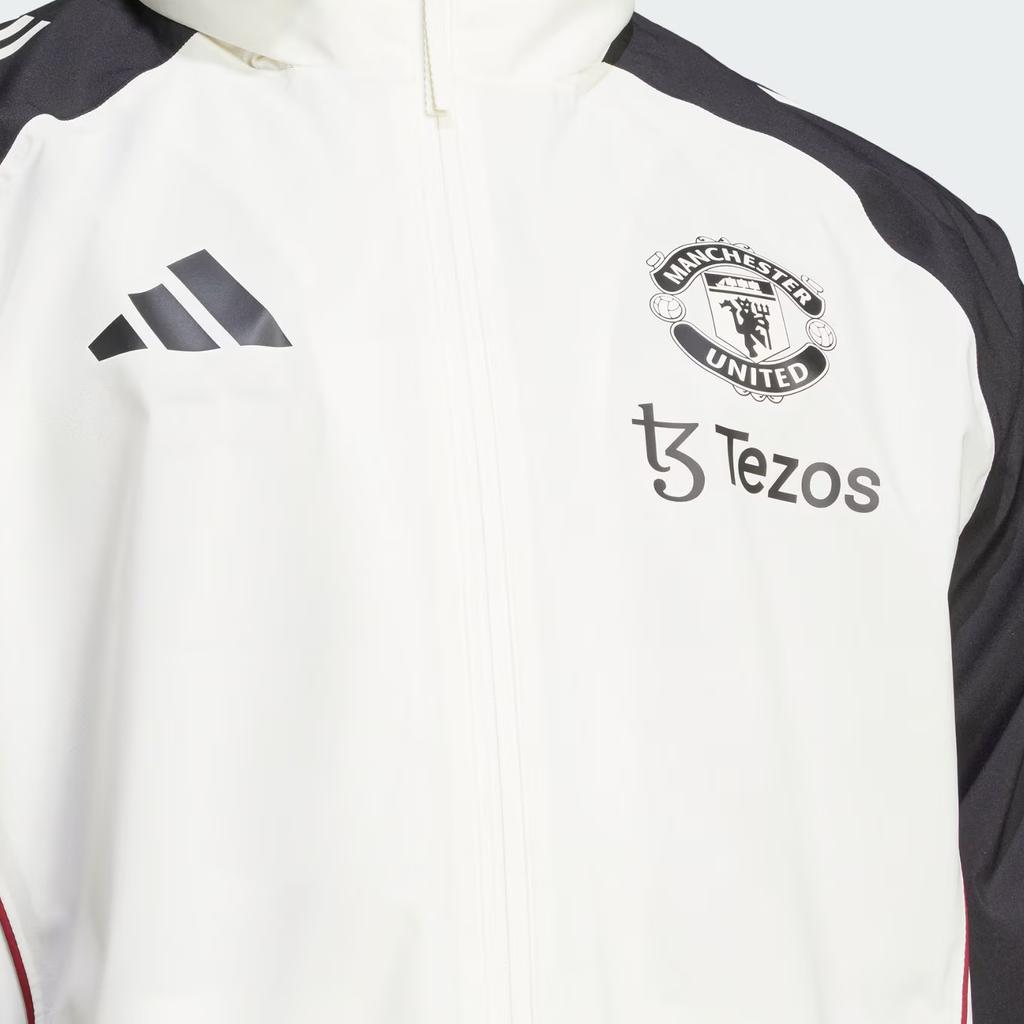 Adidas MUFC Rain Football Training Hooded Zip Jacket Men Jackets Jade-White Black JE3725