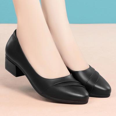 Модные повседневные элегантные высококачественные серые туфли из искусственной кожи с мягкой подошвой и круглым носком на весну и лето для женщин, классические черные туфли на низком каблуке