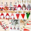 Christmas Fork Knife Holder Bag Xmas Table Decoration Snowman Hat Santa Claus Cutlery Bag Xmas Kitchen Ornament Christmas 2023