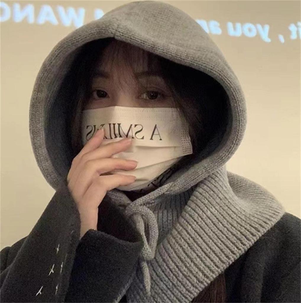 Взрослая ветрозащитная балаклава, съемный женский капюшон, регулируемый размер, теплая шапка для велоспорта, зимняя вязаная шапка-пуловер конфетного цвета для девочек