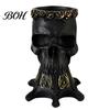 Halloween Table Centerpiece Gothic Skull Vase, Spooky Resin Head Statue, Distressed Crafts Retro Flower Vessel for Home Shelf Mantel Decor Unique Gift