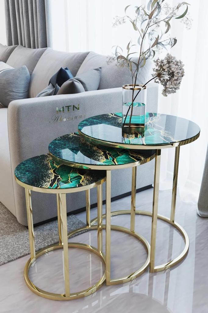 Золотой металлический 3 шт. Столик для раскладывания, бронзовый зеркальный журнальный столик для гостиной, домашнего офиса, мебельный аксессуар и роскошное украшение