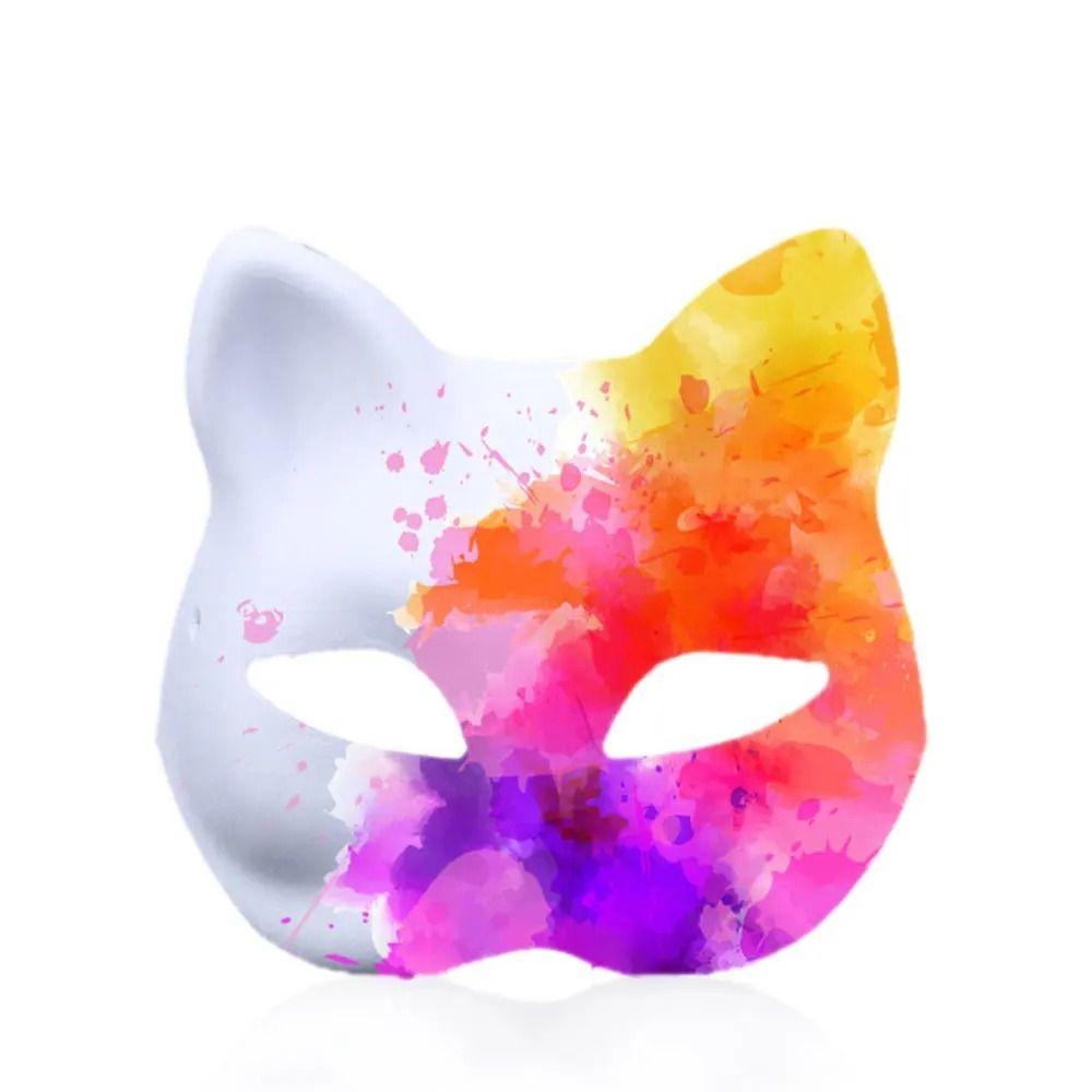 Paintable Masquerade Mask White Half Face Mask Japanese Cosplay DIY Hand-Painted Mask Halloween