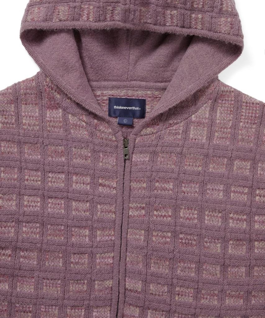 THISISNEVERTHAT Textured Knit Zip Hoodie Dusty Pink
