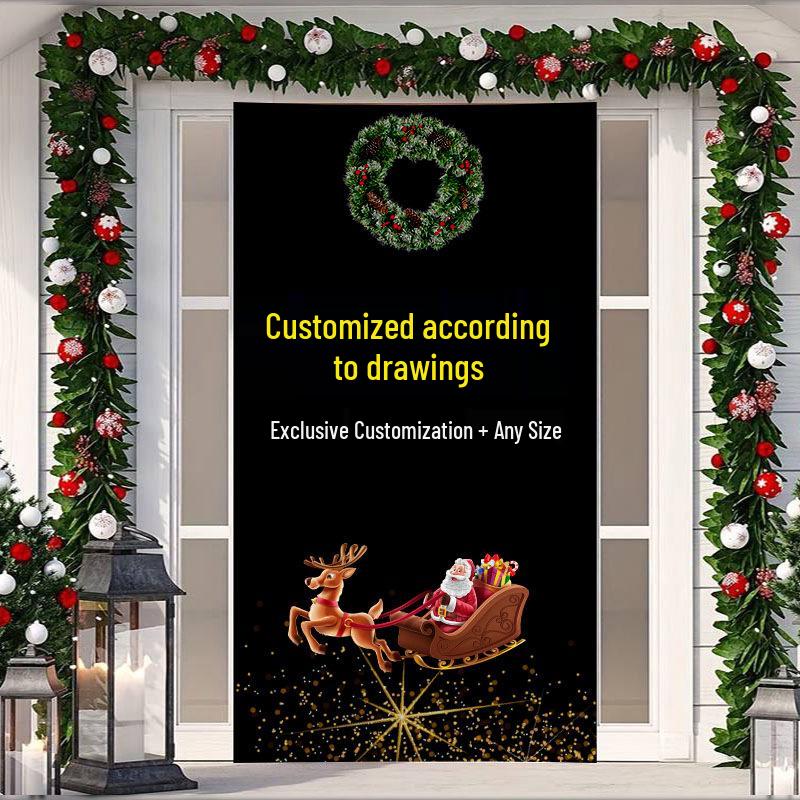 Рождественский гобелен на дверь из эластичной ткани - Фон с подарками Санта-Клауса для праздничных вечеринок