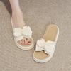 Leather Slippers Women's Summer New Fashion Bow Versatile Thick-soled Outer Wear Sponge Cake Beach Cool Slippers