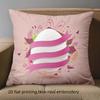 Easter-themed Pink Pillow with 2D Printed Bunny Egg Design Polyester pillowcase, sofa decorative cushion cov Headboard Pillow