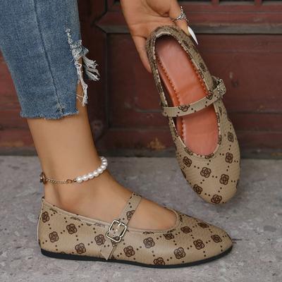Женские балетки Новая летняя мода Мягкая подошва Обувь на плоской подошве Ретро Обувь с круглым носком для женщин Принт Элегантные Повседневные Ежедневные Кроссовки Женские