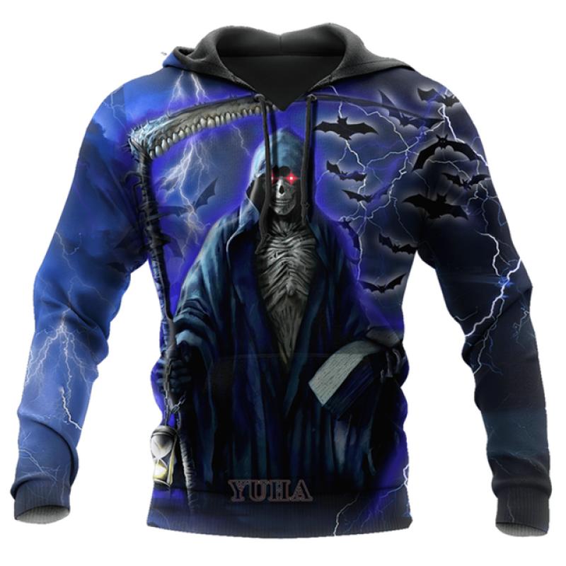 Men's Hoodies Devil Gothic Skull Fun Funny Leisure Pullover New Fashion Harajuku Street Jacket for Men and Women Y2k