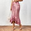 Shiny Women's Mid-Waist Temperament Fishtail Skirt with Sparkly Personality