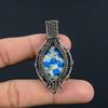 K2 Azurite Pendant, 999 Copper Wire Wrapped Gemstone Jewelry, Handmade Pendant, For Thanksgiving