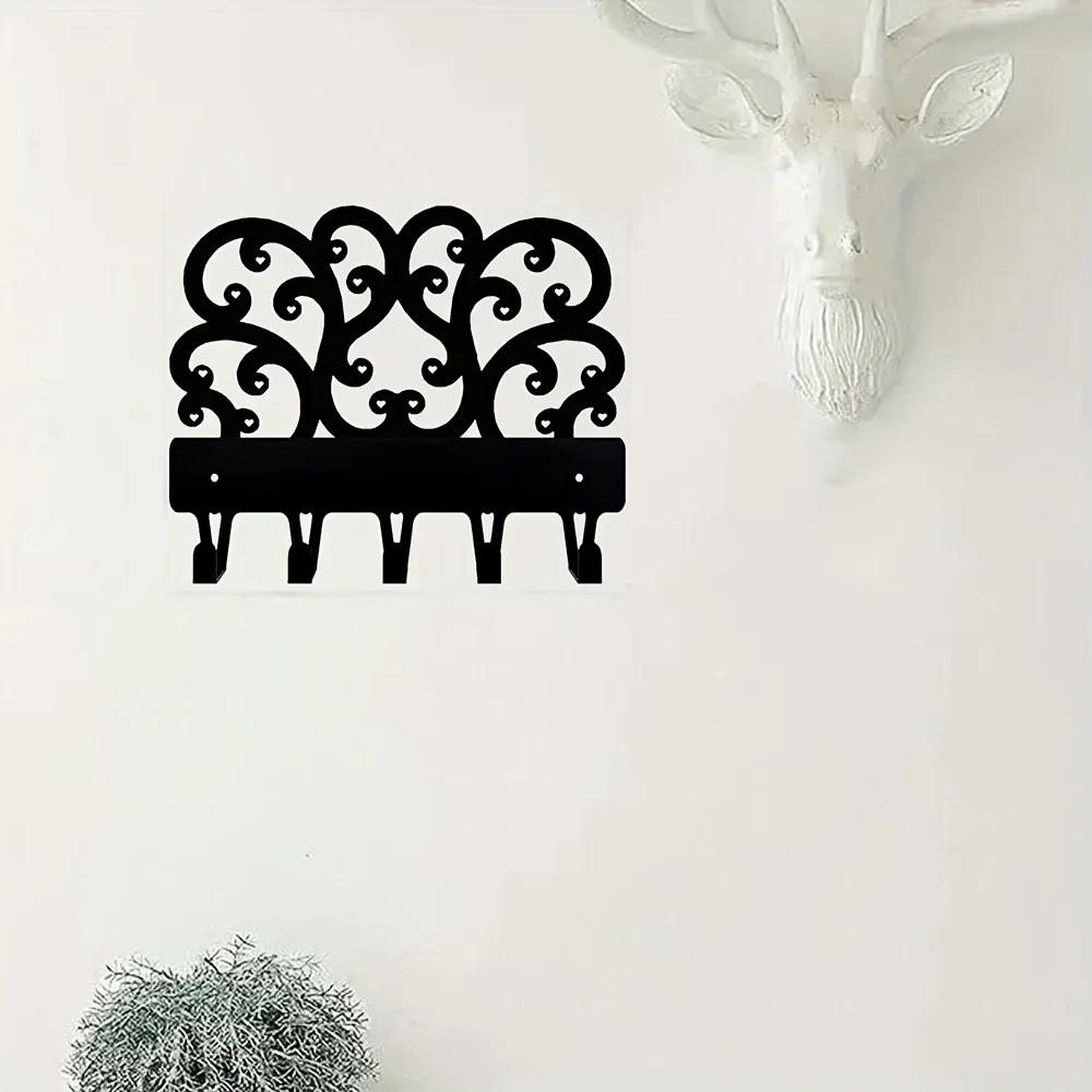 1 шт. Декоративная металлическая вешалка для ключей в виде свитка, настенное крепление, стильный настенный декор для ключей и пальто