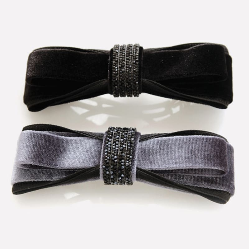 J.Lauren Velvet Ribbon Cubic Half-Hair Auto Pin H01330