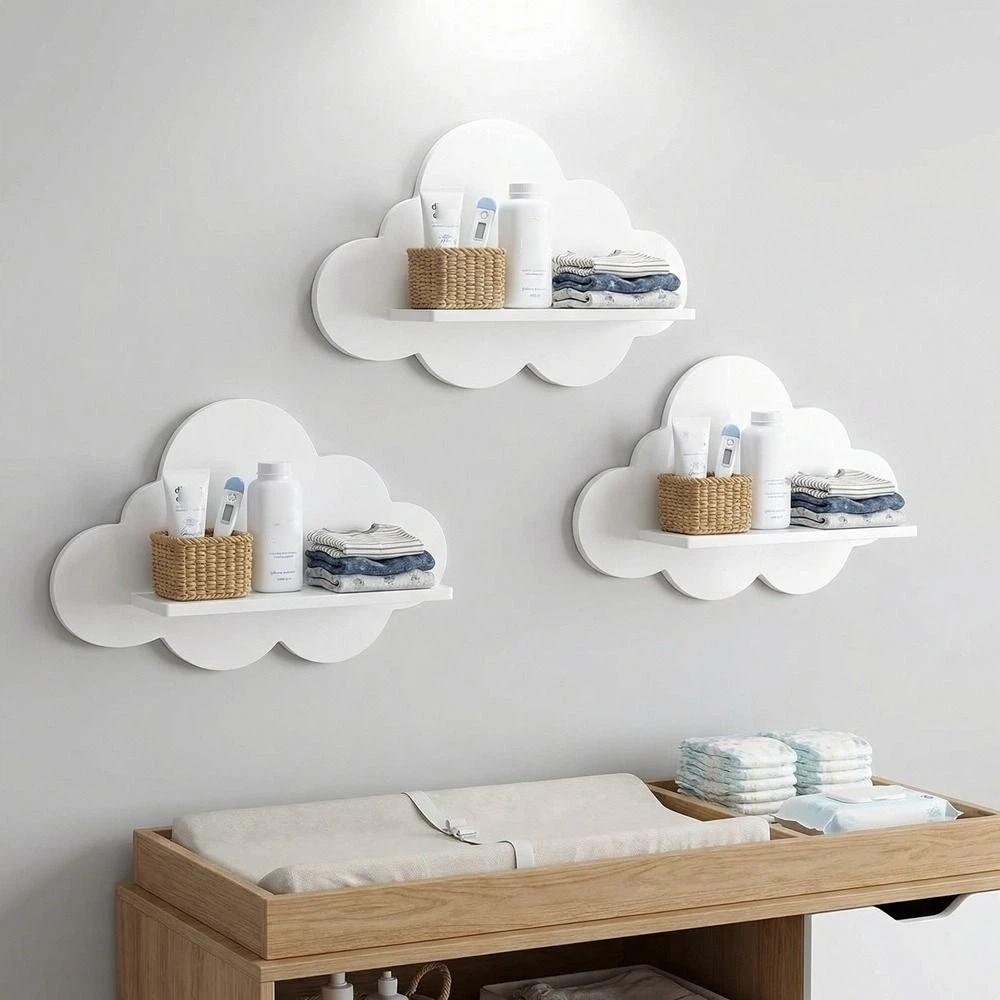 Durable Floating Shelf Minimalist Cloud Shape Shelf Home Decorative Wall Storage Rack  Bedroom
