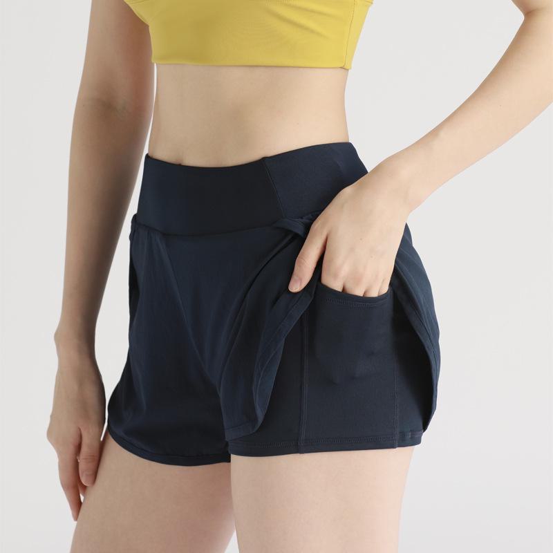 Juyitang Women's Anti-Exposure Running & Yoga Shorts with Side Pockets