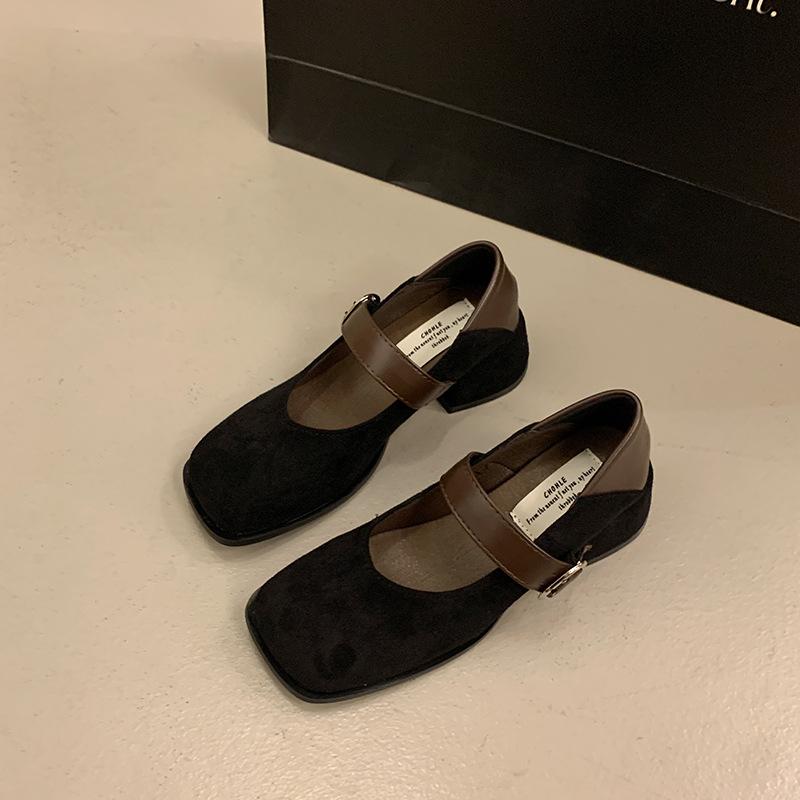 Французские ретро туфли-лодочки на толстом каблуке с леопардовым принтом, женские, 2025, новые осенние, с ремешком на подъеме, Мэри Джейн, обувь Doudou для ношения с юбкой, оптом