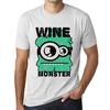 Men’s Vintage Tee Shirt Graphic T Shirt Wine Monster Vintage White