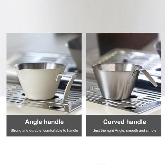 Мерные чашки для эспрессо, 100 мл, кофейная чашка из нержавеющей стали с изогнутой ручкой, V-образный носик, кувшин для заваривания кофе для кофемашины, чашка для молока