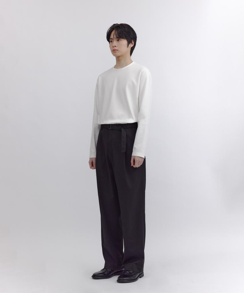 NONBLANK [Summer] Summer Cool Touch Belted Wide Fit Pants_Black