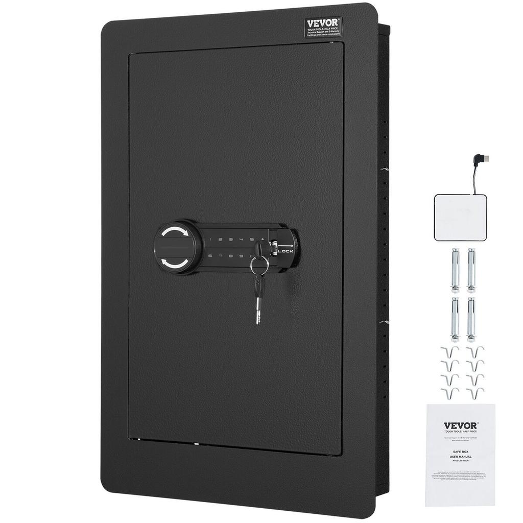 25.59" Tall Wall Safe 3-Tier Hidden Safe with Keypad Shelves & Key Holders