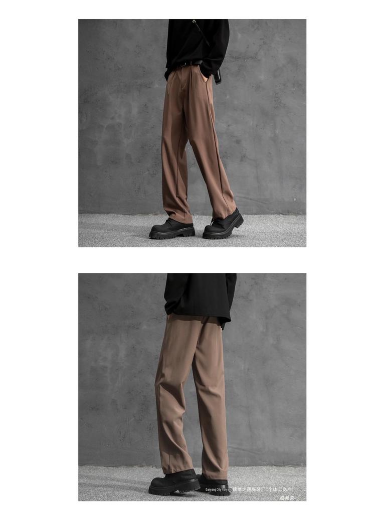 Мужские брюки-палаццо с высокой посадкой, черные, свободного кроя, с прямыми штанинами – Новинка, осенний кэжуал.