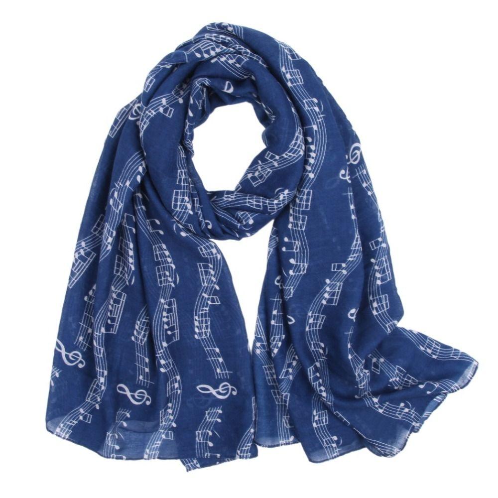 180*80cm Musical Note Print Scarf Cotton Voile Musical Note Floral Wrap  Ladies