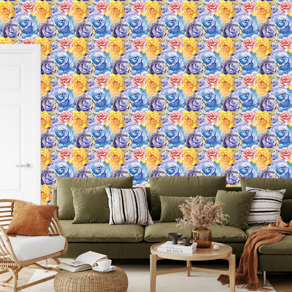 Colorful Rose Flowers Wallpaper for Living Room and Bedroom 50x1000