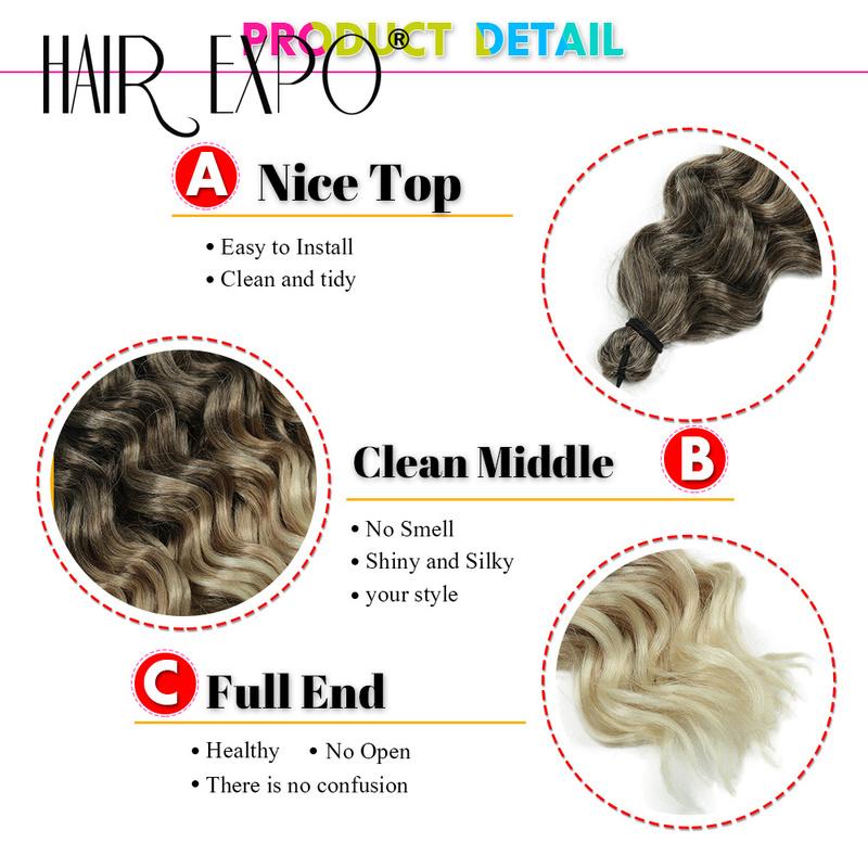 12Inch Deep Wave Twist Crochet Hair Synthetic Ocean Wave Braiding Hair Extensions 4PCS Ombre Afro Curls Blonde Brown Braids Hair